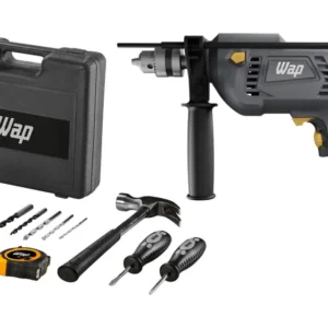 Furadeira e Parafusadeira de Impacto Wap 700W com Maleta 12 Peças WF 700K10